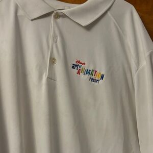 Disney White Polo with Colorful Animation Logo